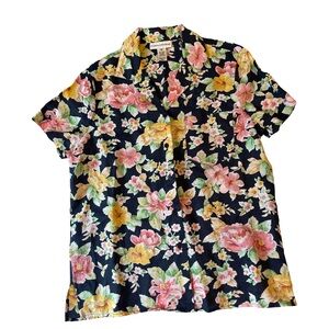 Evan Picone Vibrant Floral Short Sleeve Shirt